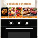 24” Single Wall Oven, GASLAND Chef ES606MB 24 Inch Built-in Electric Ovens, 240V 2000W 2.3Cu.ft 6 Cooking Functions of Grill Conventional Timer etc. Mechanical Knobs Control, Black Glass