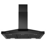 SNDOAS Black Range Hood 36 inches,Stainless Steel Wall Mount Range Hood Black,Kitchen Hood Vent with Ducted/Ductless Convertible,Hood Vents for Kitchen,Ductless Range Hood,Vent Hood 36 inch