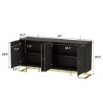 ECACAD Modern Sideboard Buffet Storage Cabinet with 4 Compartments & Metal Legs, Entryway Console Cabinet with Large Storage for Kitchen, Living Room, Grey (63”L x 15.7”W x 29.9”H)