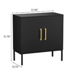 CARPETNAL Set of 2 Accent Storage Cabinet with Doors and Adjustable Shelf, Freestanding Buffet Cabinet, Modern Sideboard Buffet Cabinet for Living Room, Dining Room, Kitchen, Hallway (Black)