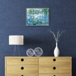 Wieco Art Framed Wall Art Canvas Print of Water Lilies by Claude Monet Paintings Reproduction Modern Canvas Wall Art for Home and office Decoration Abstract Artwork Silver Frame