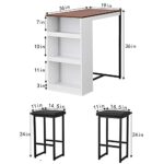 Gyger 3 Piece Dining Table with 3 Storage Shelves?Bar Table and Small Kitchen Table Set for 2?Wooden Counter Height Table Set for Kitchen?Dining Room Island Table