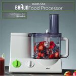 Braun FP3020 12 Cup Food Processor Ultra Quiet Powerful motor, includes 7 Attachment Blades + Chopper and Citrus Juicer , Made in Europe with German Engineering, White