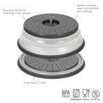 Tovolo Vented Collapsible Medium Microwave Cover (Charcoal) – Splatter Guard & Colander Kitchen Gadget for Food & Meal Prep / Dishwasher-Safe, BPA-Free Silicone & Plastic