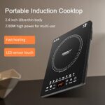 Portable Induction Cooktop, Countertop Burner with Multi-Function, 2200w Electric Stove with Easy Clean Glass, 8 Modes Sensor Touch Cooker