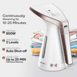 Newbealer Steamer for Clothes, 230ml Compact Handheld Fabric Wrinkle Remover, 2 Steam Levels and Auto-Off, Clothing Iron with Brush and Lint Cleaner Tool for Home/Travel (Economy Edition, Gold)