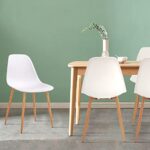 CangLong Modern Stylish Plastic Cushion Metal Legs for Kitchen, Dining, Bedroom, Living Room, Office, Side Chair, Set of 4, White