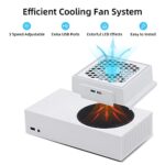 Mcbazel Cooling Fan for Xbox Series S, RGB LED Display, Low Noise, 2 Extra USB Ports, 3 Level Adjustable Speed External Cooler Fan for Xbox Series S Console Only