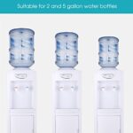 Water Cooler Dispenser for 3 or 5 Gallon Bottles, Top Loading Water Cooler Water Dispenser – Cold & Cool Water, Child Safety Lock, Perfect for Home Office w/Storage Cabinet, White