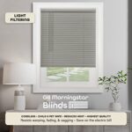 Cordless Light Filtering Mini Blind – 36 Inch Length, 64 Inch Height, 1″ Slat Size – Grey – Cordless GII Morningstar Horizontal Windows Blinds for Interior by Achim Home Decor