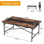 Tribesigns Dining Table Kitchen Table for 6, Industrial Rectangular Wood Table with Steel Legs Metal Frame, Wood Kitchen Table for Dining Room, Home Furniture (Rustic Brown & Black)