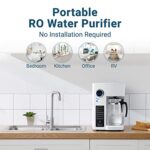 Bluevua RO100ROPOT Reverse Osmosis System Countertop Water Filter, 4 Stage Purification, Counter RO Filtration, 2:1 Pure to Drain, Purified Tap Water, Portable Water Purifier for Home