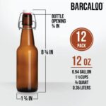 Barcaloo 12oz Flip Top Amber Glass Beer Bottles for Home Brewing – Set of 12 with Flip Caps for Beer and Wine Bottling | Family Owned American Business