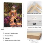 Roslynity Framed Funny Black Cat Wall Art Prints Set of 6 Canvas Artwork Cat Lover Poster Gift Cute Room Aesthetic Matisse Monet Van Gogh for Living Room Bathroom Bedroom Decor (8″x10″ FRAMED)