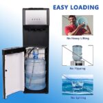 Bottom Loading Water Cooler Dispenser, 3-5 Gallon Bottles – Hot, Cold & Room Water Dispenser with 3-Temperature, Child Safety Lock, Removable Drip Tray, Black & Stainless