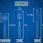 Party Bargains Disposable Cutlery set, Color: Clear SAPPHIRE, Count: 720 Pcs: 120 Knives, 240 Spoons, 360 Forks