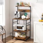 SUPERJARE Kitchen Bakers Rack with Power Outlet – Rustic Brown, 80921FC