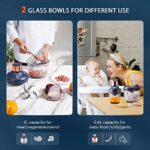 Bear Food Processor, Electric Food Chopper with 2 Glass Bowls (8 Cup+2.5 Cup), 400W Power Grinder with 2 Sets Stainless Steel Blades, 2 Speed for Meat, Vegetables, and Baby Food