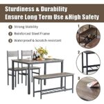Dining Room Table Set,Kitchen Table and 2 Chairs with Bench,Wood Breakfast Table Set with Storage Racks for Small Space,Apartment,Dining Room, Home Office