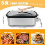 AEWHALE Electric Skillet,Indoor Non-Stick Electric Grill with Removable Plate,1400W Adjustable Temperature Party Griddle for Cooking Meats Seafood Steak Pancake
