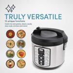 Aroma Housewares ARC-5000SB Digital Rice, Food Steamer, Slow, Grain Cooker, Stainless Exterior/Nonstick Pot, 10-cup uncooked/20-cup cooked/4QT, Silver, Black