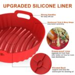 Seropy Silicone Air Fryer Liners Reusable Airfryer Liners 2 Pack 3-5 QT Silicone Pot 7.7 Inch, Air Fryer Basket Round Silicone Mat Oven Baking Tray Replace Parchment Paper for Air Fryer Accessories