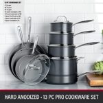 Granitestone Pro Hard Anodized Pots and Pans Set 13 Piece Premium Cookware Set with Ultra Nonstick Ceramic Diamond Coating, 100% PFOA Free, Stay Cool Handle, Oven & Dishwasher Safe