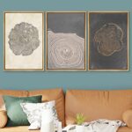 SIGNWIN Framed Canvas Print Wall Art Set Pastel Gray Wood Tree Ring Spirals Nature Abstract Drawings Modern Art Decorative Contemporary Minimal for Living Room, Bedroom, Office – 24″x36″x3 Natural