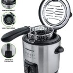 OVENTE Electric Deep Fryer 0.9 Liter, 840W with Lid, Adjustable Temperature Knob and Removable Stainless Steel Frying Basket, Perfect for Cooking Fried Chicken, Nuggets and Fries, Silver FDM1091BR