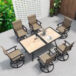 YITAHOME Patio Dining Set for 6, Outdoor Patio Dining Set Including 59″ Rectangular Patio Dining Table and 6 Swivel Dining Chairs, Outdoor Dining Set Ideal for Patio Lawn Garden Porch