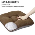Shinnwa Chair Cushions for Dining Chairs 4 Pack, Tufted Non-Slip Kitchen Seat Cushions, Dining Room Chair Pads with Ties, 16” x 16” x 4”, Brown, Set of 4