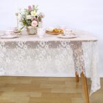 LuoluoHouse Set of 2 Ivory Lace Tablecloths Rectangle Chic Wedding Embroidered Tablecloths 60×120 inch Decorative Tablecloth for Farmhouse Wedding Party Decorations Kitchen Table Linens
