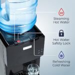 Igloo Top Loading Hot and Cold Water Dispenser – Water Cooler for 5 Gallon Bottles and 3 Gallon Bottles – Includes Child Safety Lock – Water Machine Perfect for Home, Office, & More – Black
