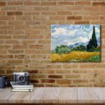 Wieco Art Wheat Field with Cypresses by Van Gogh Famous Oil Paintings Reproduction Modern Framed Landscape Giclee Canvas Prints Artwork Pictures on Canvas Wall Art for Home Office Decorations