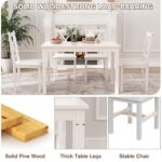 Alohappy Dining Room Table Set for 4, 5 Piece Kitchen Table Set Morden Wood Rectangle Breakfast Table and Chairs for Small Space (White)