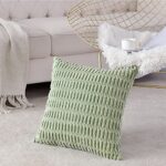 Fancy Homi 2 Packs Sage Green Decorative Throw Pillow Covers 18×18 Inch for Living Room Couch Bed Sofa, Soft Striped Corduroy Square Cushion Case 45×45 cm, Rustic Farmhouse Boho Home Decor