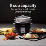 Proctor Silex Rice Cooker & Food Steamer, 6 Cups Cooked (3 Cups Uncooked), Includes Steam and Rinsing Basket, Black (37510)