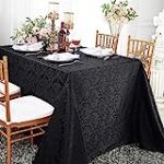 Wedding Linens Inc. 90 Inch x 132 Inch Rectangular Jacquard Damask Polyester Tablecloths Table Cover Linens for Restaurant Kitchen Dining Wedding Party Banquet Events – Black