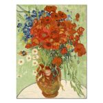 Wieco Art Abstract HD Red Poppies and Daisies Canvas Prints Wall Art of Van Gogh Famous Floral Oil Paintings Reproduction Classic Flowers Pictures Artwork on for Home Office Decorations Wall Decor