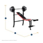 Marcy Pro Standard Weight Bench with 100 lbs Vinyl-Coated Weight Set PM-2084, Flat
