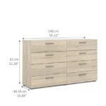 Tvilum 8 Drawer Double Dresser, 15,85″ D x 55,12″ W x 32,17″ H, Oak