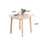 Livinia Aslan 29.5″ Malaysian Oak Square Wooden Dining Table/Small Solid Wood Kitchen Desk (Natural Oak)