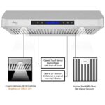 Awoco RH-C06-A30 Classic 6” High 1mm Thick Stainless Steel Under Cabinet 4 Speeds 900 CFM Range Hood with 2 LED Lights & 2 Levels of Lighting (30″W All-In-One)