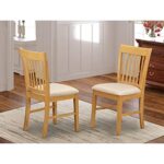 East West Furniture Norfolk Kitchen Dining Linen Fabric Upholstered Wood Chairs, Set of 2, Oak