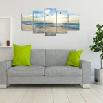 Biufo Seascape Wall Art Canvas Prints Sunrise at Sea Painting Picture Beach Ocean Artwork for Office Bedroom Living Room Wall Decor (Large)