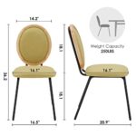 Soohow Linen Fabric Kitchen Dining Chairs Set of 2,Modern Industrial Upholstered Mid Century Metal Dining Chair for Dining Room Chairs Wood Round Back Dining Chair Indoor Small Place Matcha Green,18″