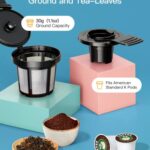 Hot and Iced Coffee Maker for K Cups and Ground Coffee, 4-5 Cups Coffee Maker and Single-serve Brewers, with 30Oz Removable Water Reservoir, 6 to 24Oz Cup Size, Pot and Tumbler Not Included, Blue