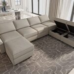 Belffin Modular Sectional Sofa U Shaped Sectional Couch with Reversible Chaises Velvet Modular Sofa with Storage Seat Grey