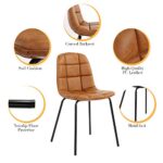 thksbought Modern Chairs Set of 2 PU Leather Dining Chairs with Legs for Kitchen Living Room(Brown)
