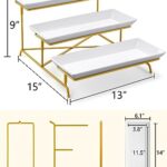 Yedio 3 Tier Serving Tray Set 14 Inch Porcelain Tiered Serving Platters, Collapsible Sturdier Stand with Stable Cross Bars, Three Layer Serving for Party Entertaining Food Display Fruit Dessert